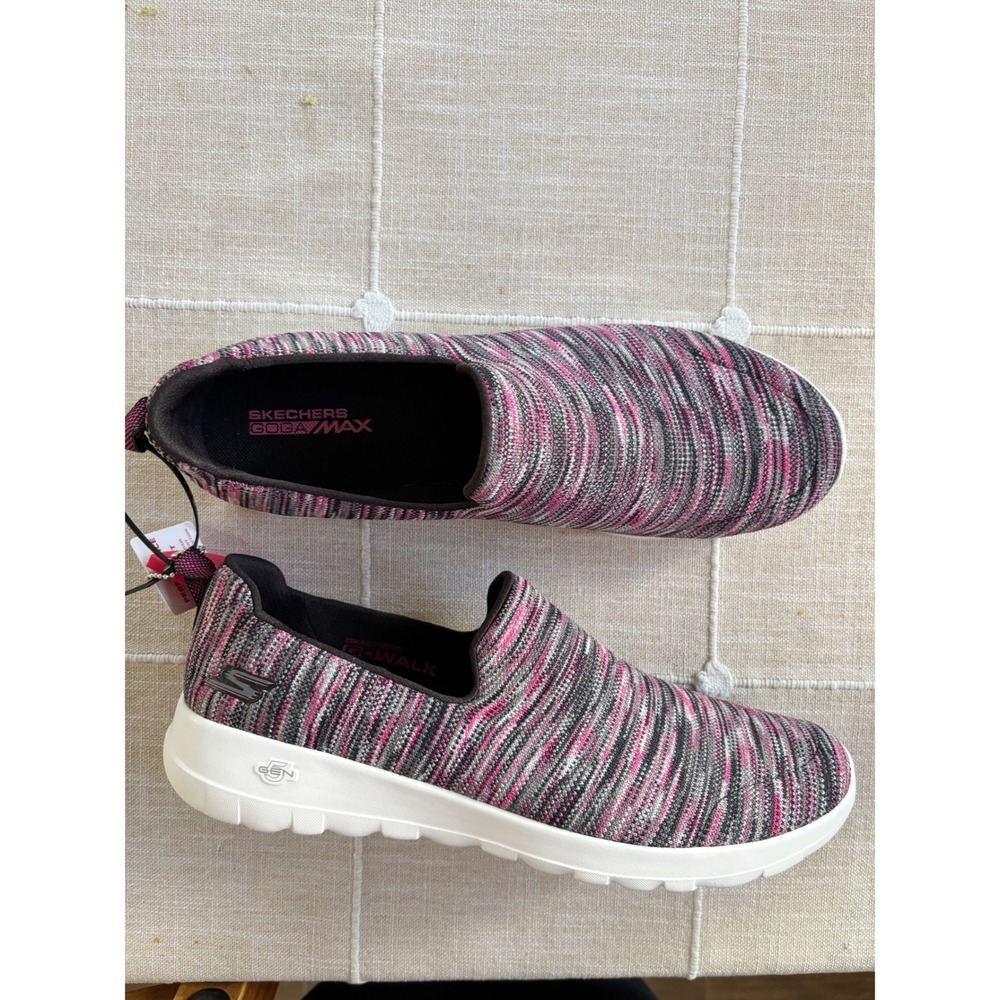 Skechers GoWalk Joy Shoes 11 Pink Grey Space Dye Slip On Goga Max Sneaker NEW